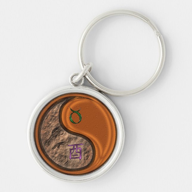 Taurus & Wood Rooster Key Ring (Front)