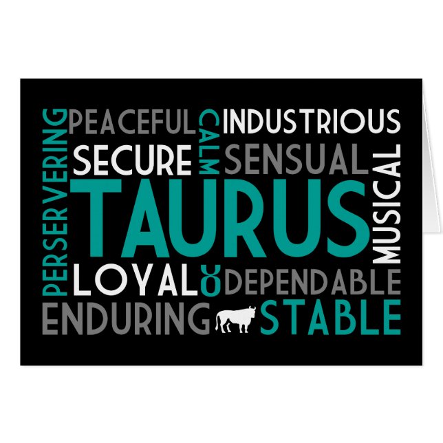 Taurus Word Collage Card (Front Horizontal)