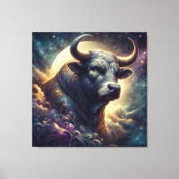 Taurus Zodiac Art - Majestic Bull with Celestial S