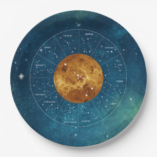 Taurus Zodiac Astrological Sign - Planet Venus Paper Plate