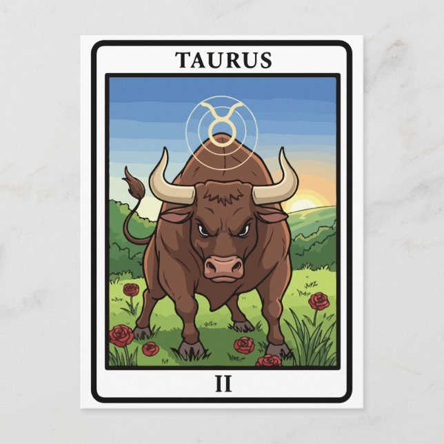 Taurus Zodiac Astrology Illustration Postcard (Front)