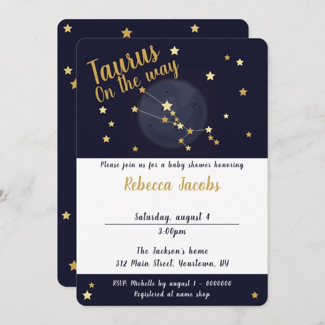 Taurus zodiac Baby Shower Invitation (Front/Back)