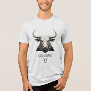 Taurus Zodiac Bull Classical Black White Astrology Tri-Blend Shirt
