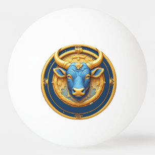 Taurus Zodiac Bull Emblem With Gold Ring Ping Pong Ball