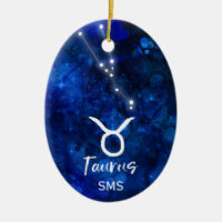 Taurus Zodiac Constellation Blue Galaxy Monogram