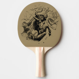 Taurus Zodiac Constellation Hevelius 1690 on Taupe Ping Pong Paddle