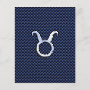 Taurus Zodiac Decor Navy Blue Carbon Fibre Print Flyer