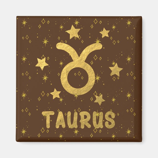 Taurus Zodiac Earthy Brown Magnet (Front)