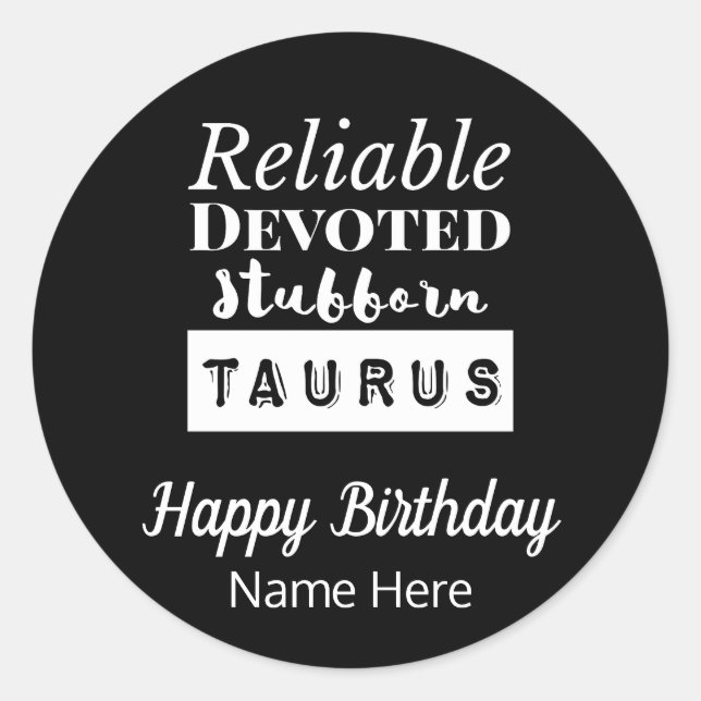 Taurus Zodiac Fun Characteristics Birthday Classic Round Sticker (Front)