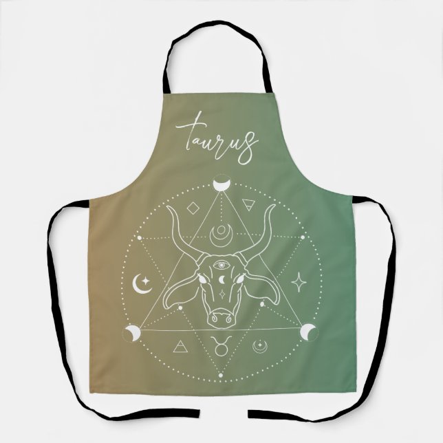 Taurus zodiac horoscope star sign gradient apron (Front)