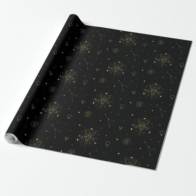 Taurus zodiac horoscope star sign gradient wrapping paper (Unrolled)
