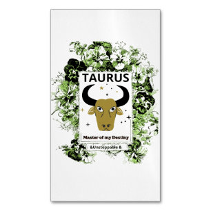 Taurus Zodiac Master of Destiny Floral Art Magnetic Business Card