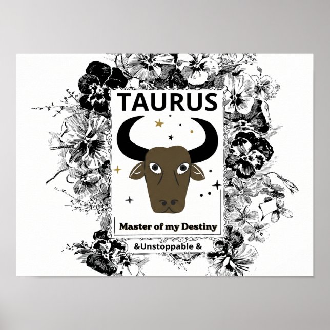Taurus Zodiac Master of Destiny Floral Art Poster (Front)