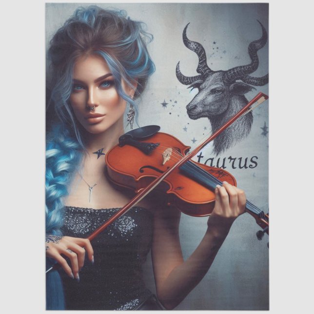 Taurus Zodiac Musician Violin Decoupage  Tissue Paper (Creator Uploaded)