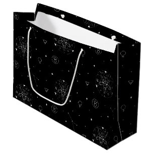 Taurus Zodiac Pattern in Black and White Large Gift Bag