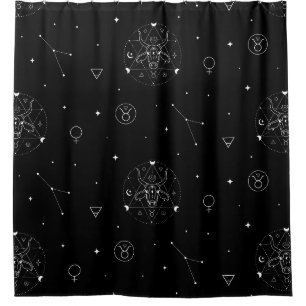 Taurus Zodiac Pattern in Black and White Shower Curtain