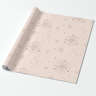 Taurus Zodiac Pattern in Brown and Burgundy Wrapping Paper
