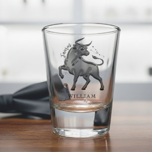 Taurus Zodiac Sign Astrology Silver Birthday Shot Glass