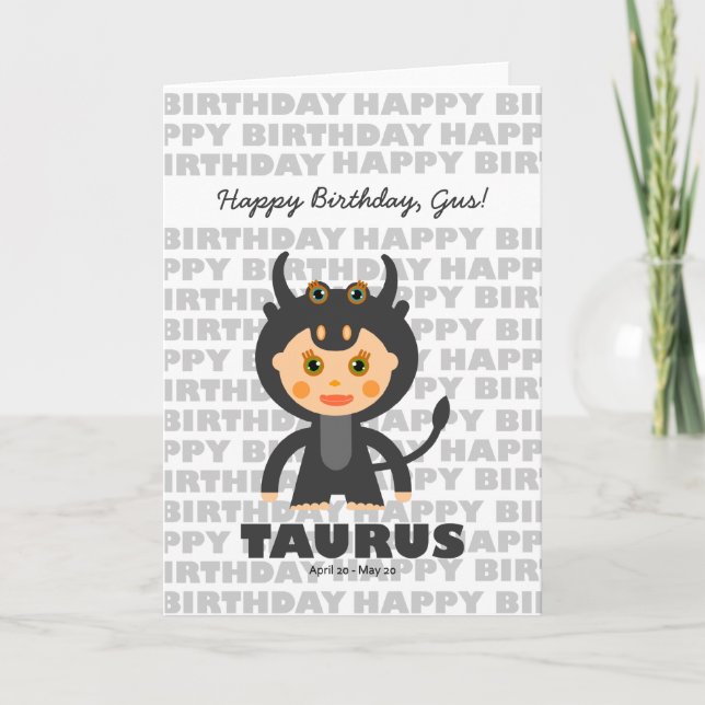 Taurus Zodiac Sign Birthday Card (Front)