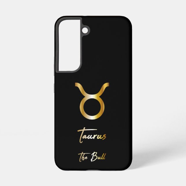 Taurus Zodiac Sign, Black & Gold  Samsung Galaxy S22 Case (Back)