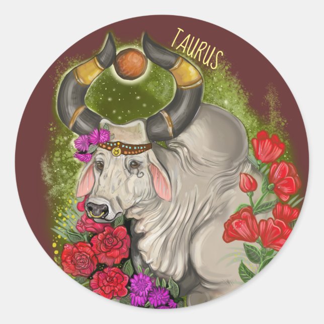 Taurus Zodiac Sign Classic Round Sticker (Front)