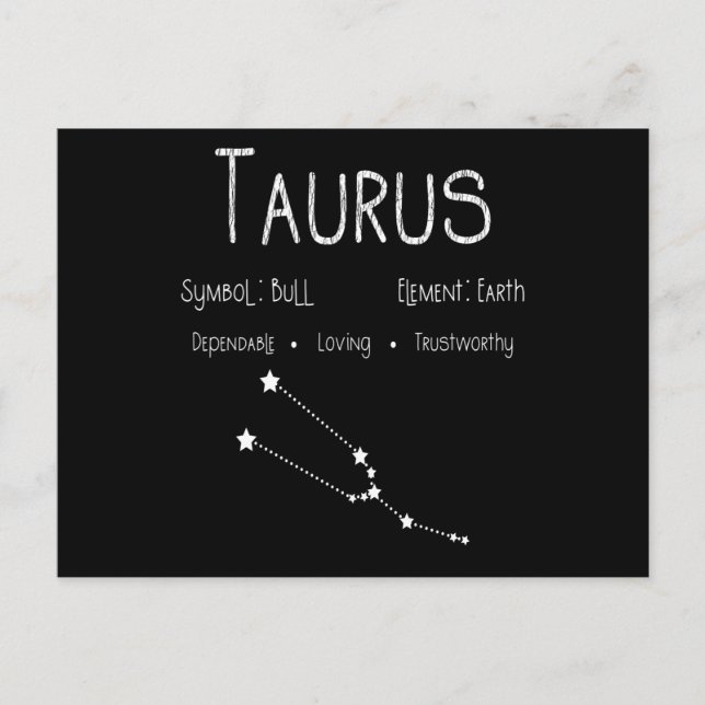 Taurus Zodiac Sign Constellation Astrology Gift Postcard (Front)