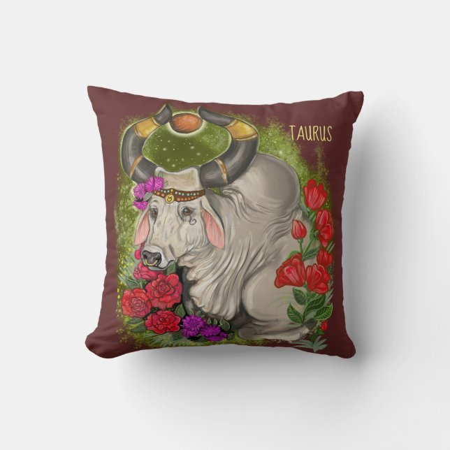 Taurus Zodiac Sign Cushion (Front)