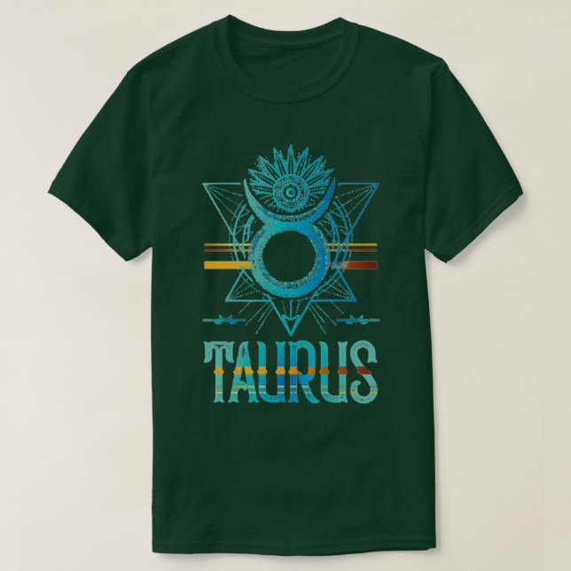 Taurus Zodiac Sign Design T-Shirt (Design Front)