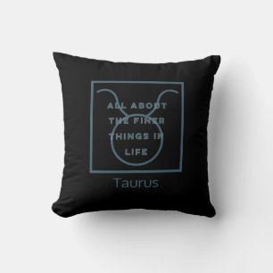 Taurus Zodiac Sign Fun Quote Blue Text Birthday Cushion