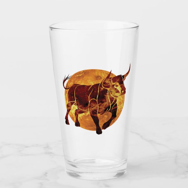 Taurus Zodiac Sign Glass (Front)