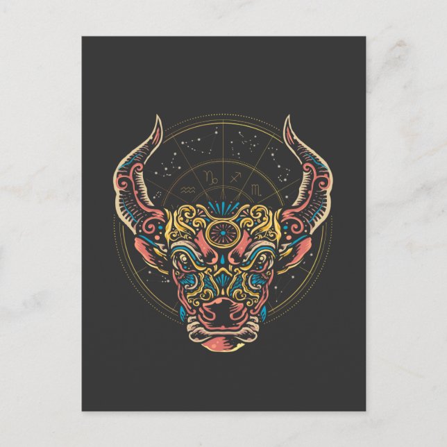 Taurus Zodiac Sign Horoscope Art Postcard (Front)
