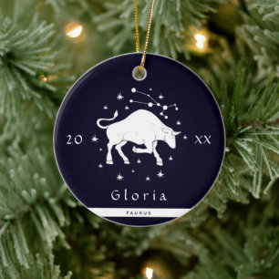 Taurus Zodiac Sign Horoscope Symbol Name Year Ceramic Tree Decoration