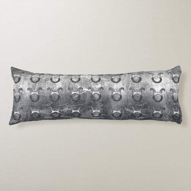 Taurus Zodiac Sign in Grunge Distressed Style Body Cushion (Front)