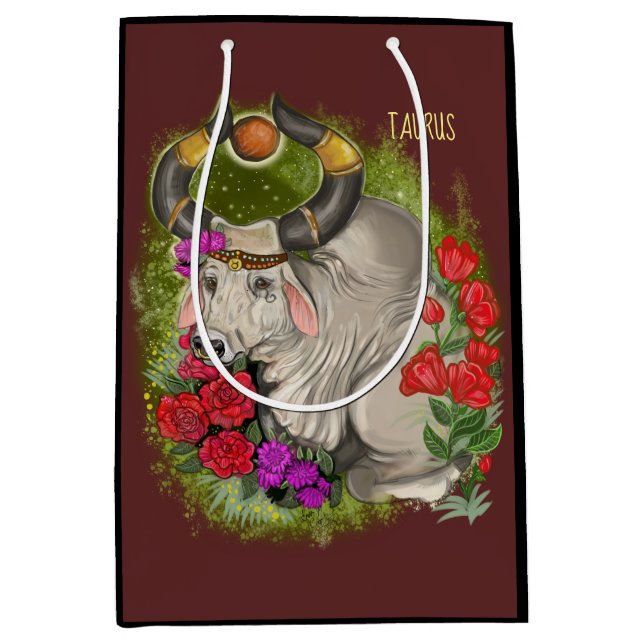 Taurus Zodiac Sign Medium Gift Bag (Front)