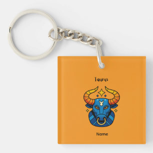 Taurus Zodiac Sign - Minimalist Gold Celestial Bul Key Ring