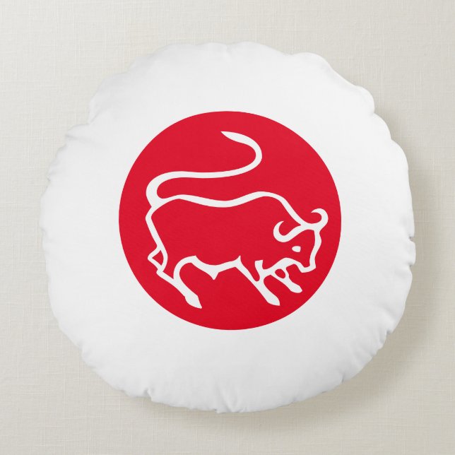 Taurus Zodiac Sign Modern Minimalist Plain Elegant Round Cushion (Front)