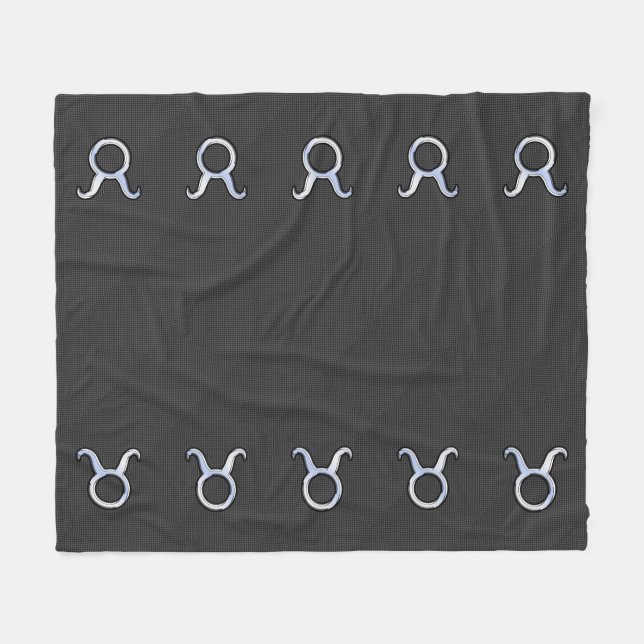 Taurus Zodiac Sign on Carbon Fibre Style Fleece Blanket (Front (Horizontal))
