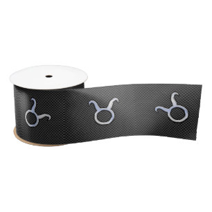 Taurus Zodiac Sign on Carbon Fibre Style Satin Ribbon