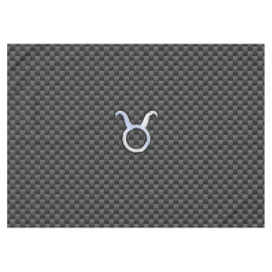 Taurus Zodiac Sign on Carbon Fibre Style Tablecloth