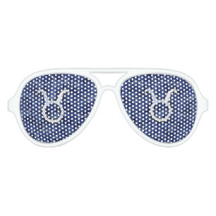 Taurus Zodiac Sign on Navy Blue Digital Camouflage Aviator Sunglasses