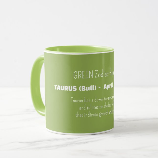 TAURUS Zodiac Sign Personality Traits Mug (Front Left)