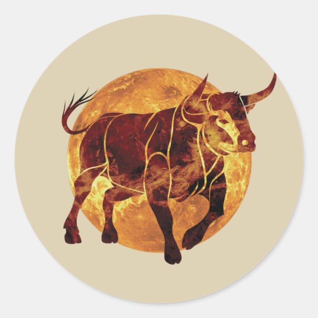Taurus Zodiac Sign Throw Classic Round Sticker (Front)