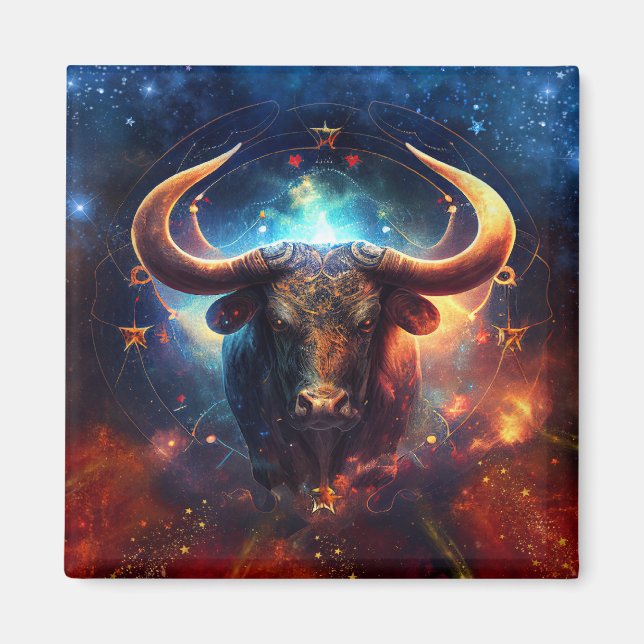 Taurus Zodiac Sign Watercolor Design Magnet (Front)