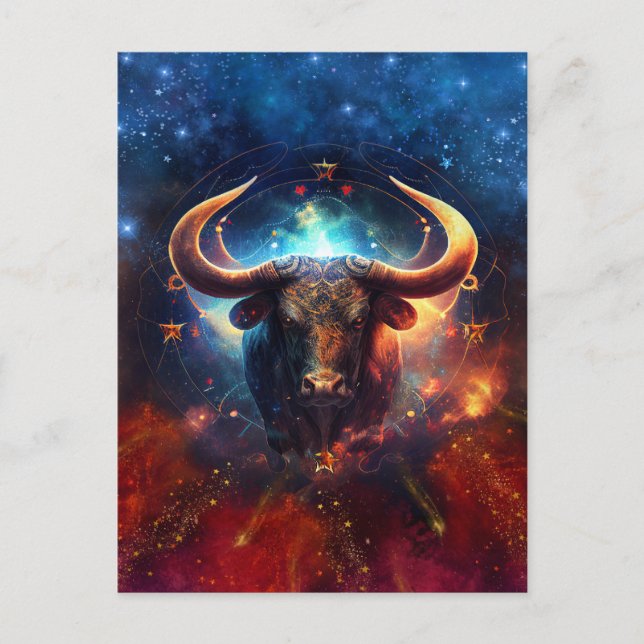 Taurus Zodiac Sign Watercolor Design Postcard (Front)
