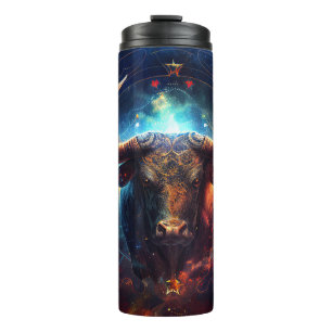 Taurus Zodiac Sign Watercolor Design Thermal Tumbler