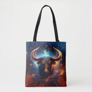 Taurus Zodiac Sign Watercolor Design Tote Bag