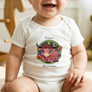 Taurus Zodiac Sign Whimsical Astrology Cartoon Baby Bodysuit