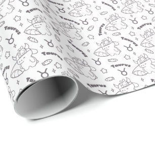 Taurus Zodiac Slumber - Sleepy Bunny & Stars Wrapping Paper