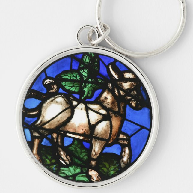 Taurus Zodiac Stained Glass Notre-Dame de Paris RK Key Ring (Front)