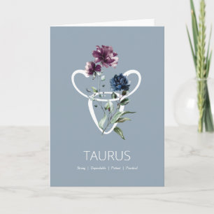 Taurus Zodiac Star Sign Birthday Card